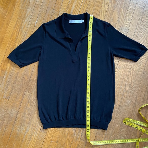 Black Jersey Collar V Neck T-shirt - Picture 8 of 10